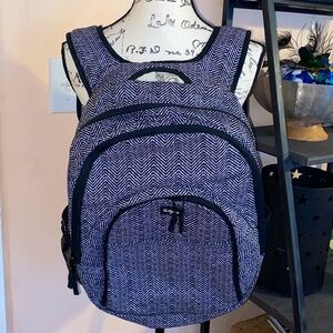 Thirty One Black and White Herringbone full size Backpack Laptop Bag